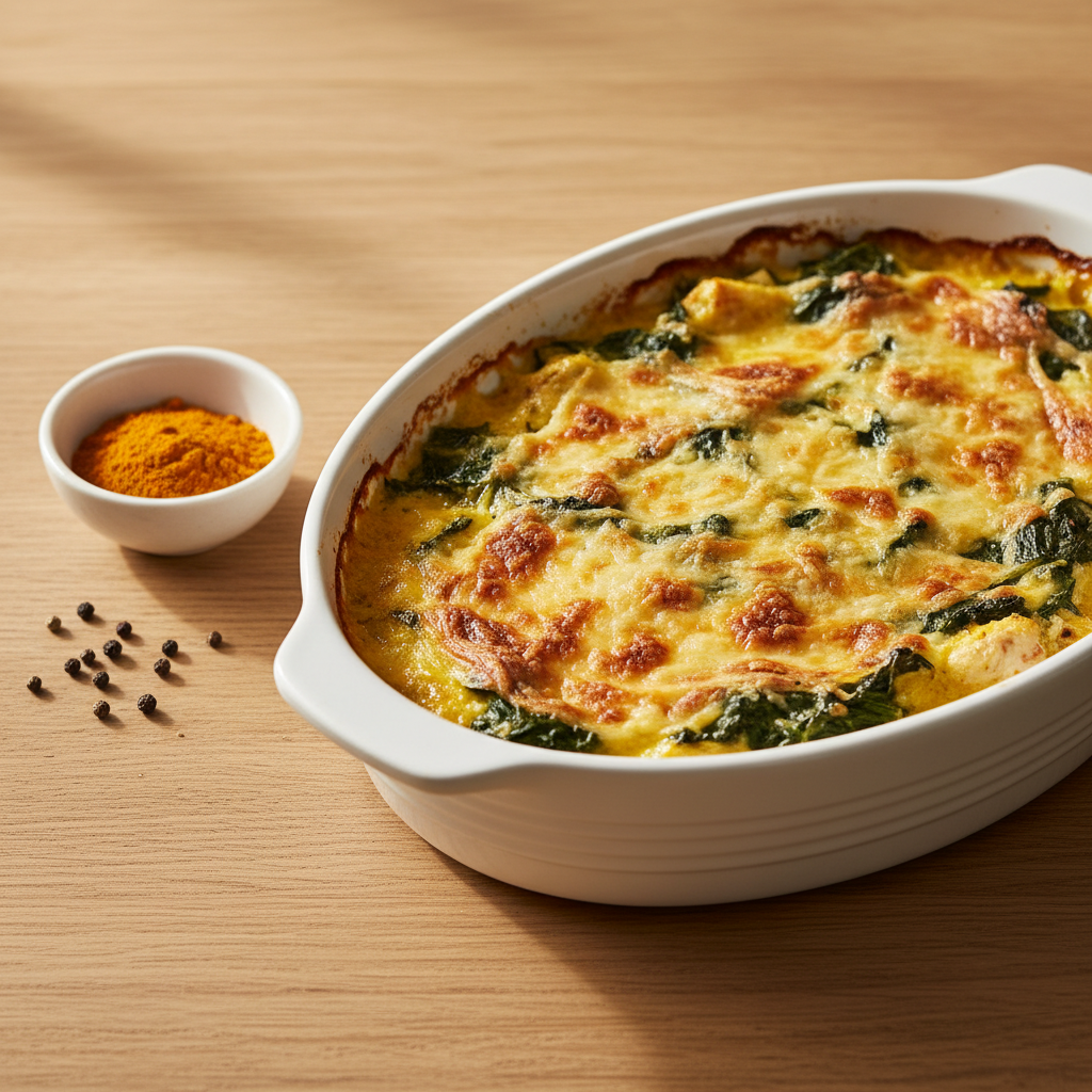 Gratin de Poulet au Curcuma, Épinards Frais & Comté — Meal Prep Printemps