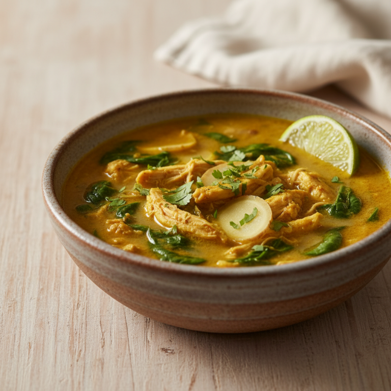 Soupe de Poulet au Lait de Coco, Gingembre & Épinards Frais — Meal Prep Printemps