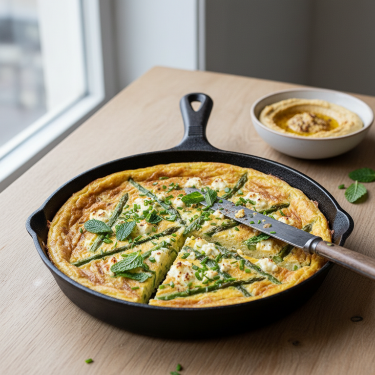 Frittata aux Asperges Vertes, Feta & Herbes Fraîches — Meal Prep Printemps