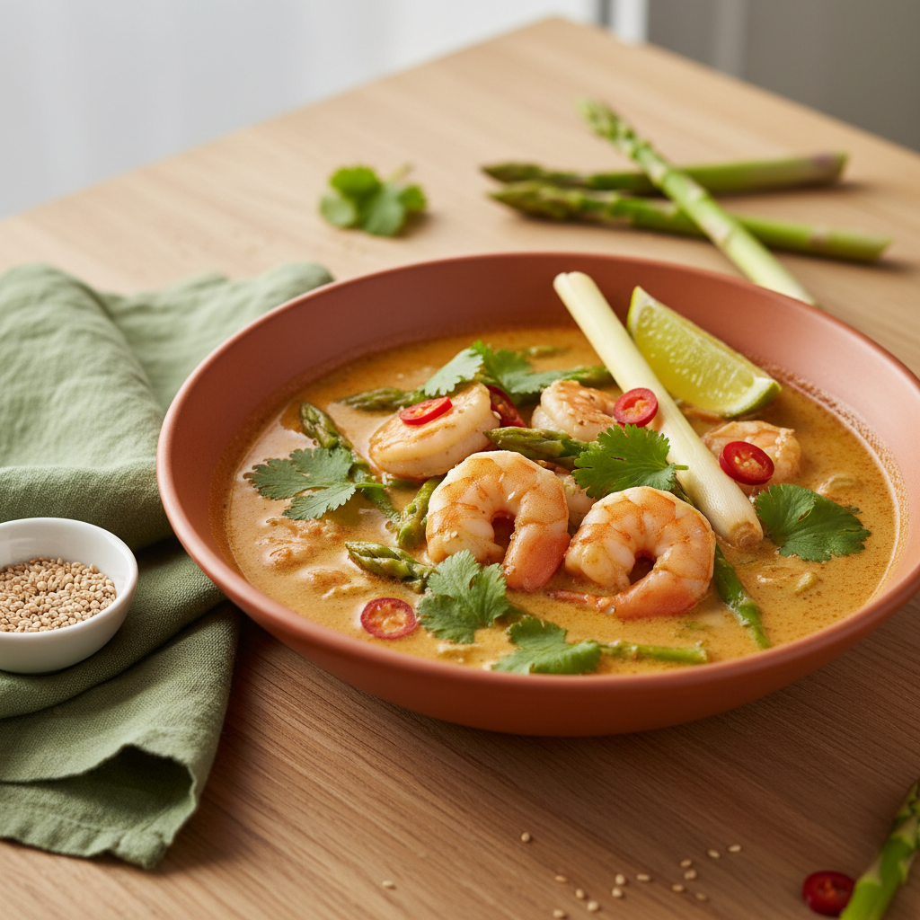 Soupe Thaï aux Crevettes, Lait de Coco & Asperges Printanières — Meal Prep Printemps