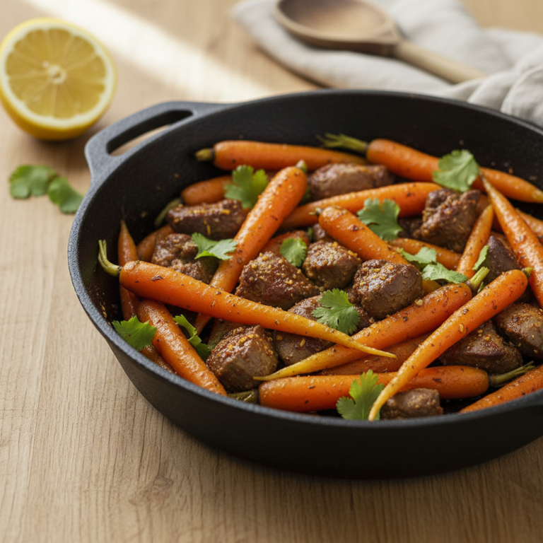 Poêlée de Foies de Volaille au Ras-el-Hanout, Carottes Nouvelles & Coriandre Fraîche — Meal Prep Printemps