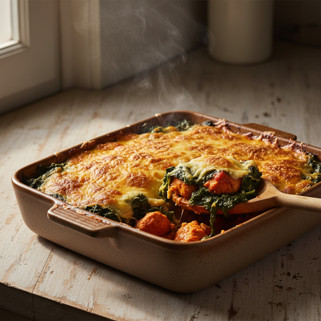 Gratin de Poulet Tandoori, Épinards Frais & Comté — Meal Prep Printemps en cuisine